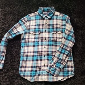 AE Blue/White Flannel Long Sleeve Button-Down! Athletic Fit. Med